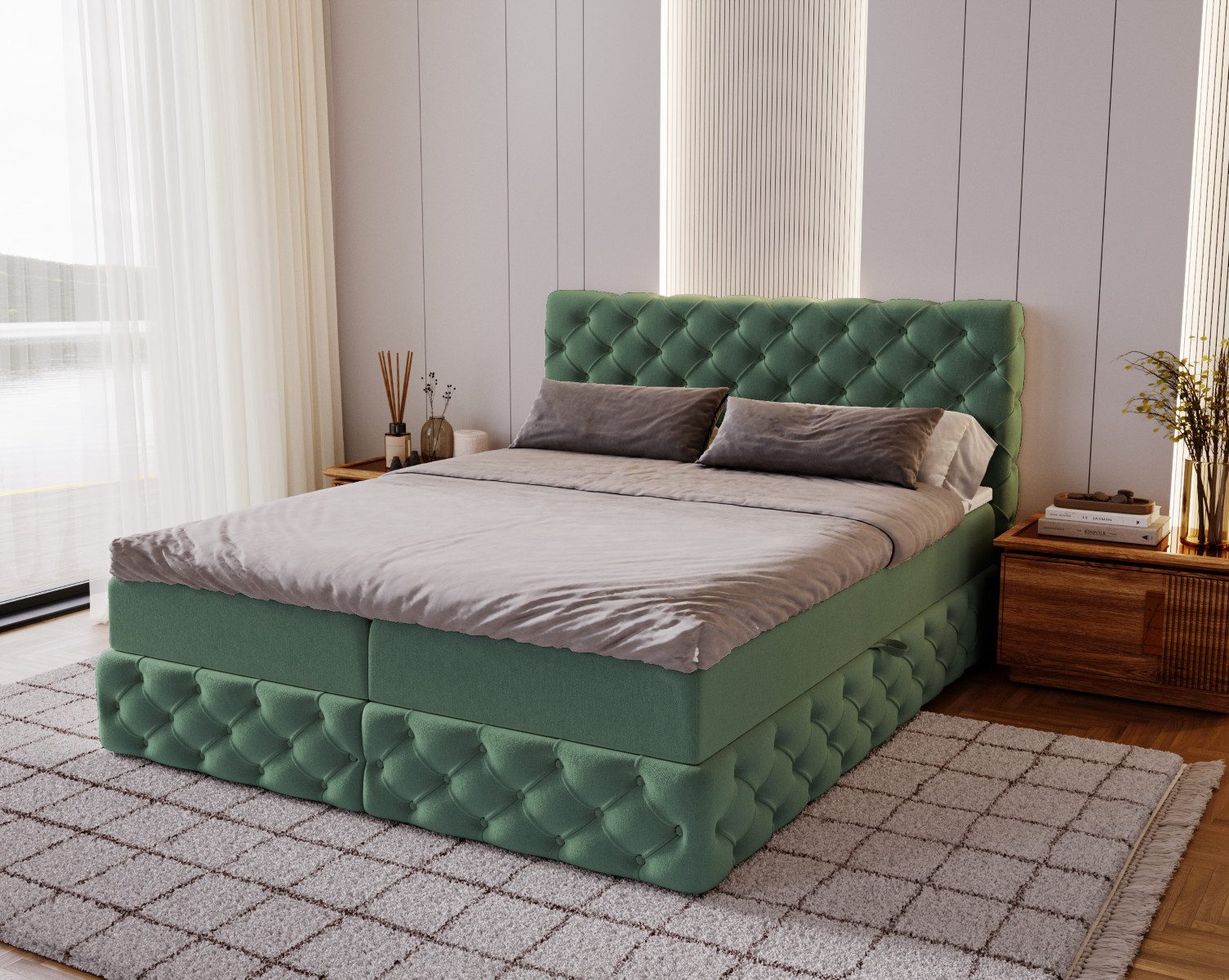 Kaiser Möbel Boxspringbett Chesterfield-Kontinentalbett Luxury Stoff günstig online kaufen