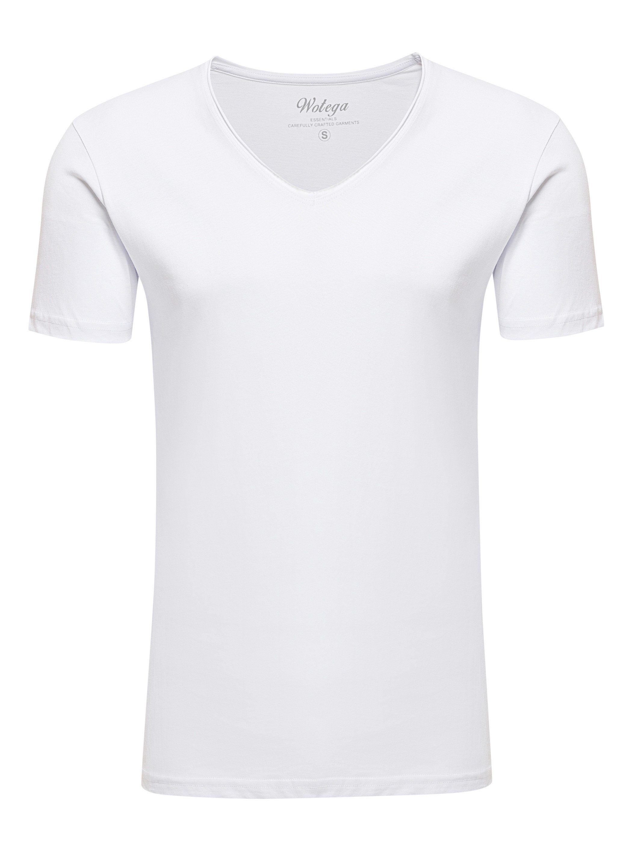 WOTEGA V-Shirt Nasus Basic Weiß V-Neck (bright white 110601) Tee