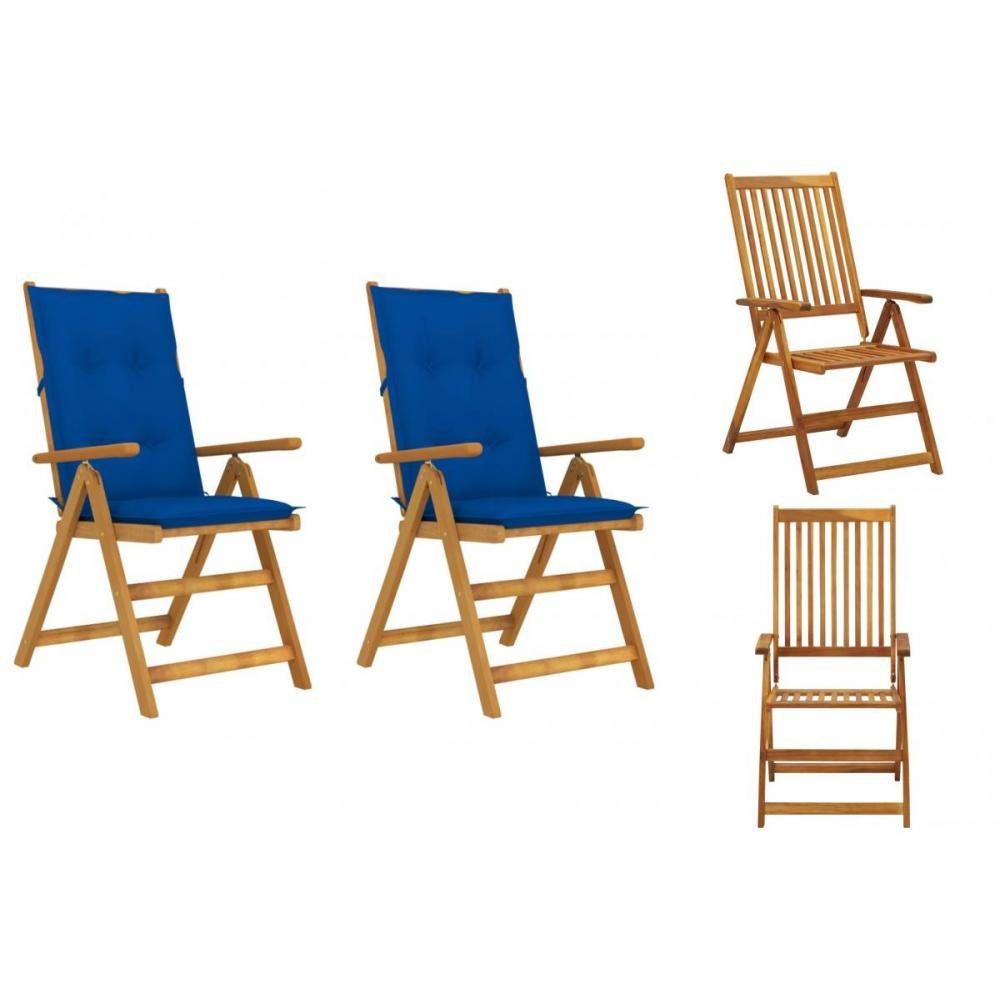 vidaXL Gartenstuhl Verstellbare Gartenstühle 2 Stk mit Auflagen Massivholz Akazie | Stühle