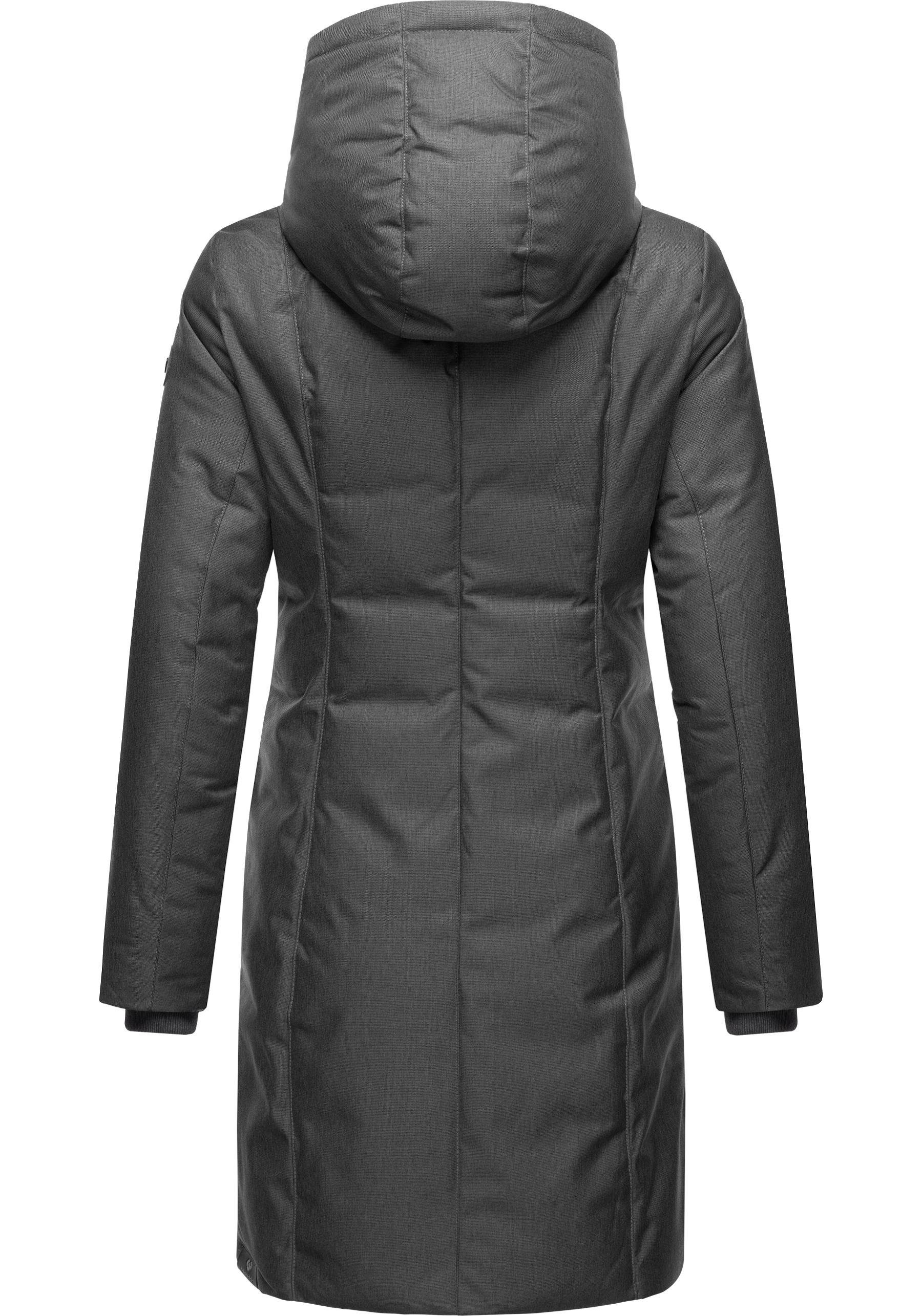 Wintermantel Ragwear Amarri stylischer Winterparka großer schwarz Kapuze mit