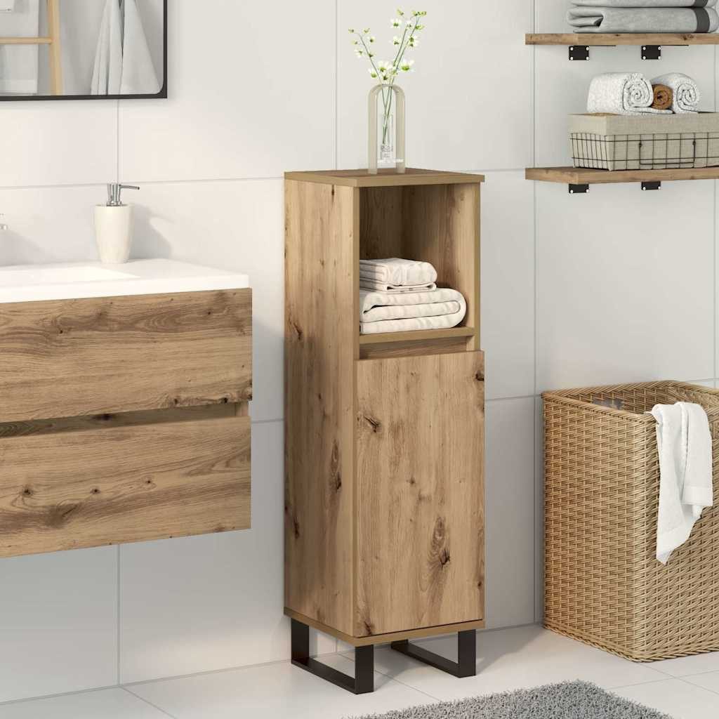 vidaXL Badezimmerspiegelschrank Badschrank Artisan-Eiche 30x30x100 cm Holzwerkstoff (1-St)