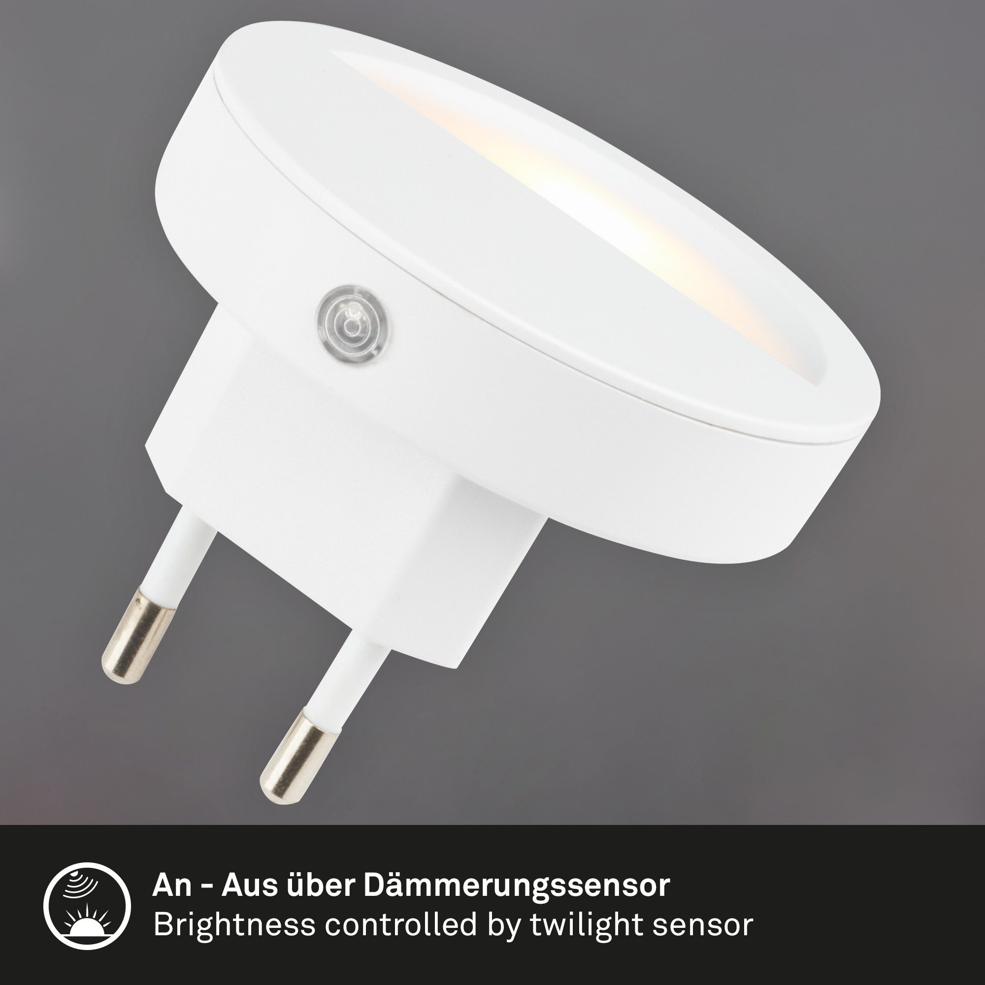 Briloner Leuchten LED Nachtlicht LED Nachtlicht, weiß, LED fest integriert, Steckdose Stilllicht Baby, Steckdosenlampe mit Lichtsensor