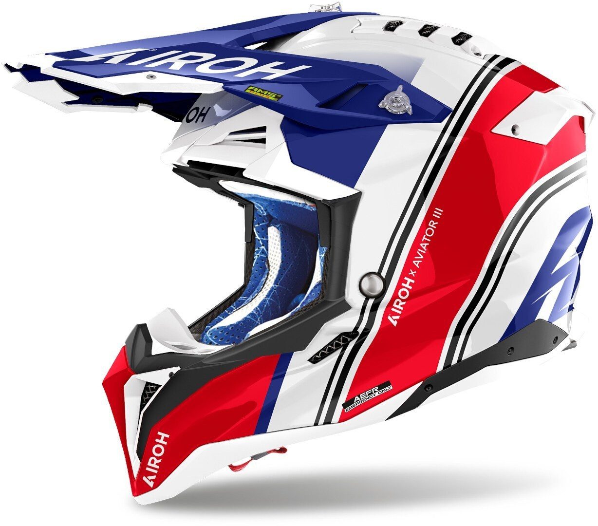 Airoh Motocrosshelm Aviator 3 Hima Motocross Helm, Notfallsystem-Polsterung (EQRS)