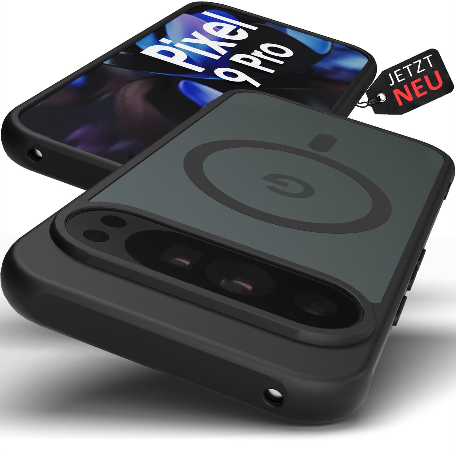 GreenHec Handyhülle Hülle Google Pixel 10 9 8 7 6 Pro a XL MagSafe Case Schutzhülle 7 Zoll, Handyhülle Schwarz Black Cover Mangetisch Induktives Laden Mangetisch