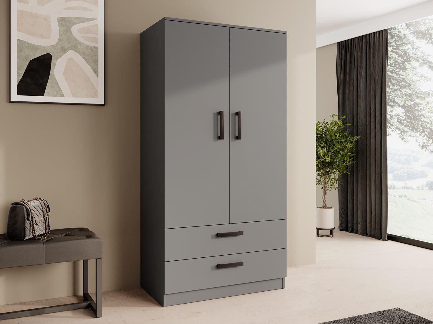 Beautysofa Kleiderschrank TREND 2-türig mit Selbsteinzug, günstig online kaufen