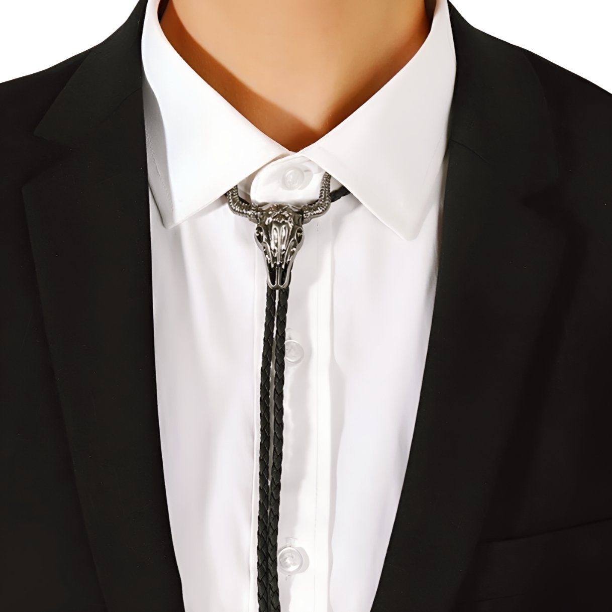 Ware aus aller Welt Krawatte Bolo Krawatte mit Longhorn und Kordel Western Cowboy Krawatte (1-St)