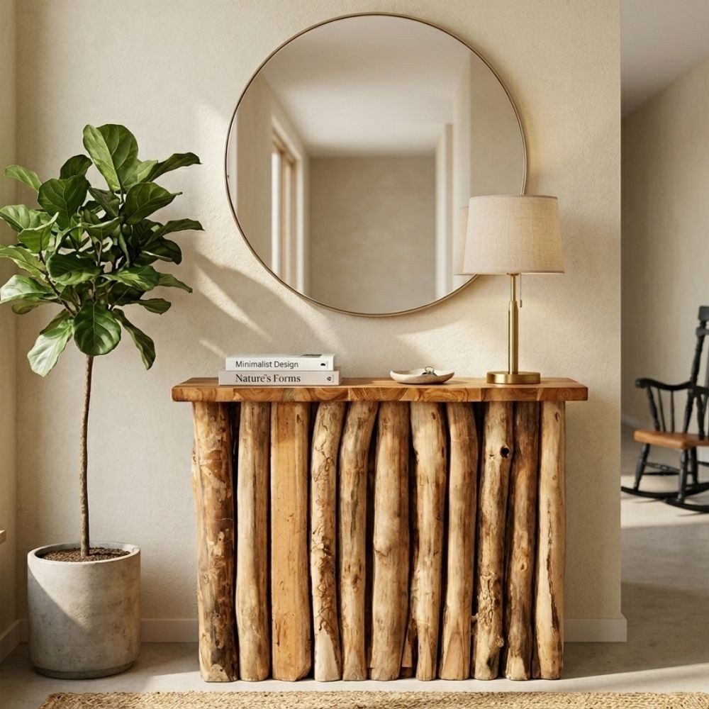 LebensWohnArt Konsolentisch Massive Teak Konsole ALGO Natural 100cm Unikat Konsolentisch