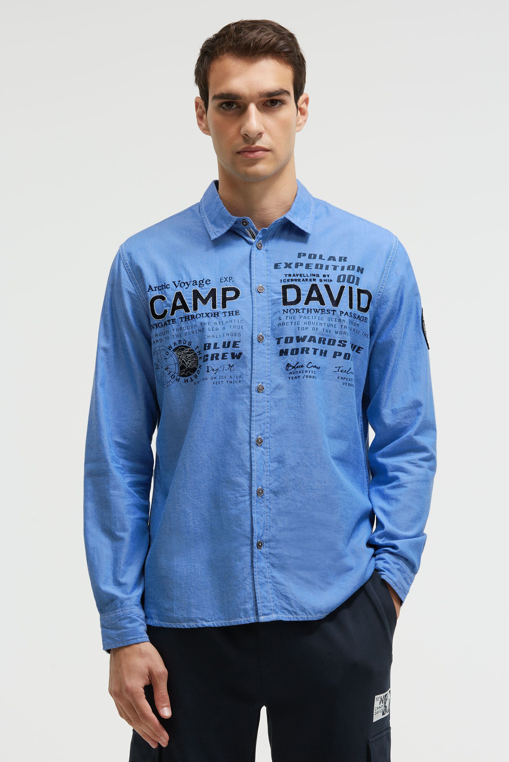 CAMP DAVID Langarmhemd aus Baumwolle