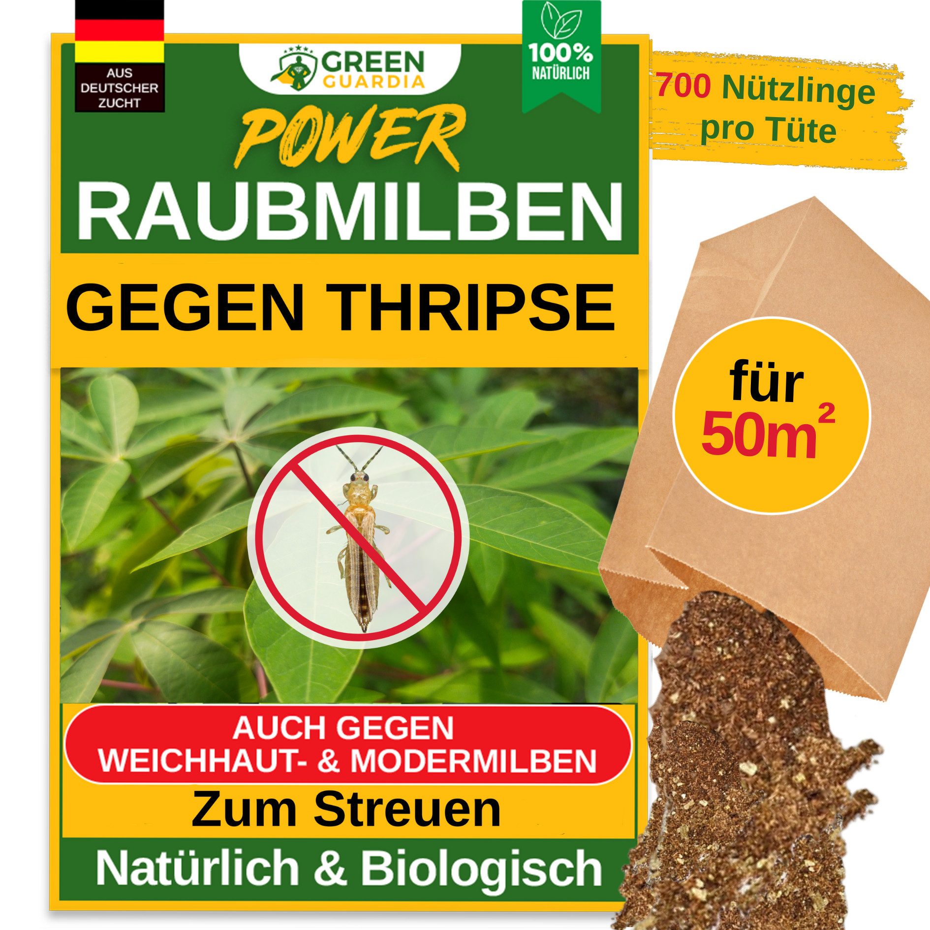 Insektenvernichter Raubmilben gegen Thripse - Streuware zum Streuen, umweltfreundlich