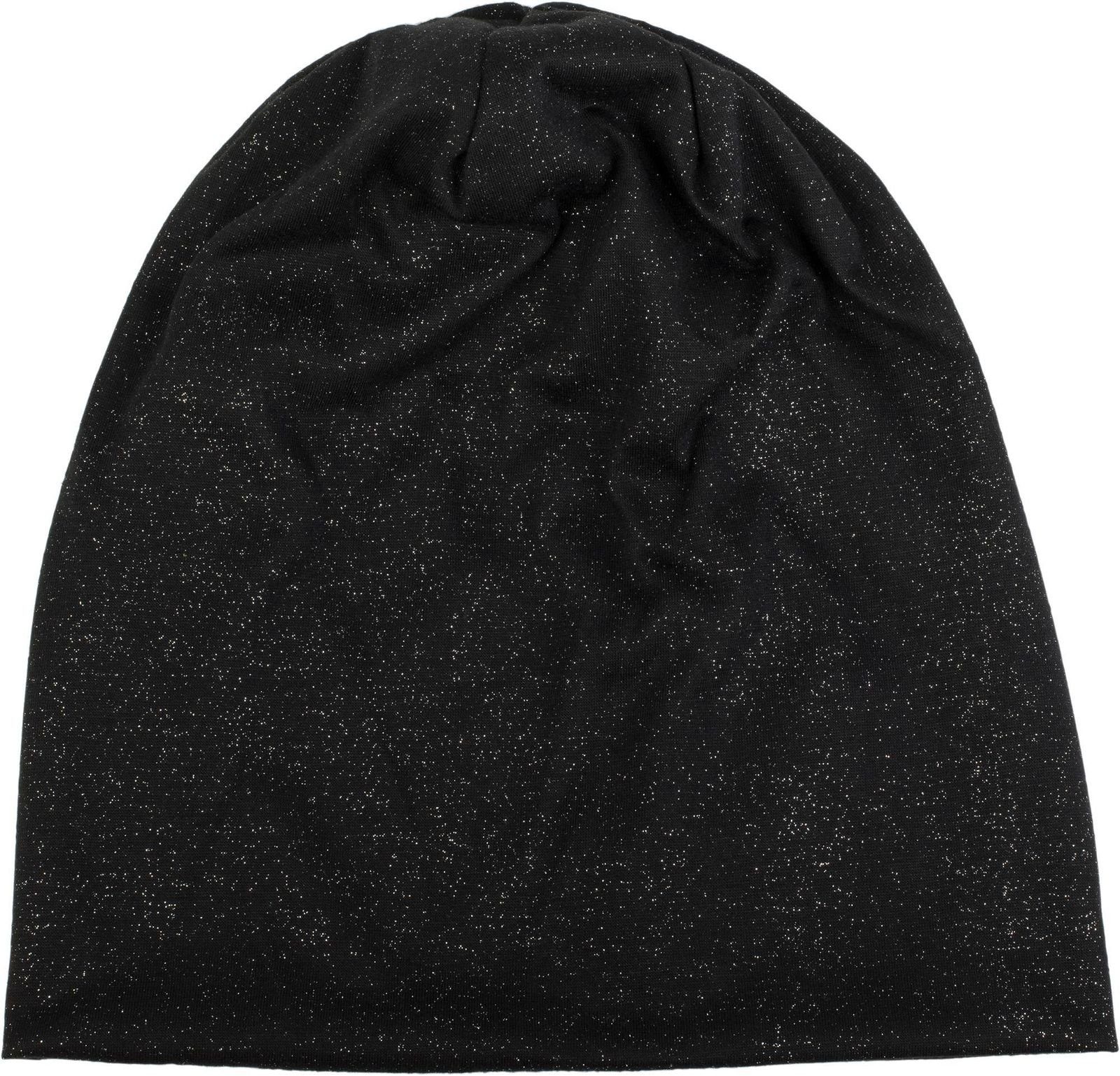 styleBREAKER Beanie (1-St) Beanie mit Over All Glitzer Schwarz