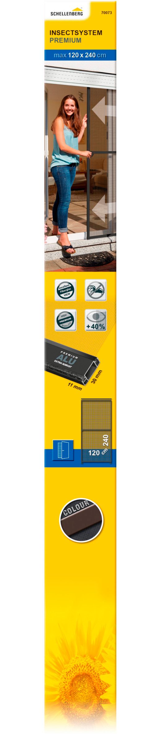 SCHELLENBERG Защита от насекомых-Schiebetür Premium zum Schieben für Terrassentür, Balkontür, (Set, 1-St), 120 x 240 cm, anthrazit und weiß