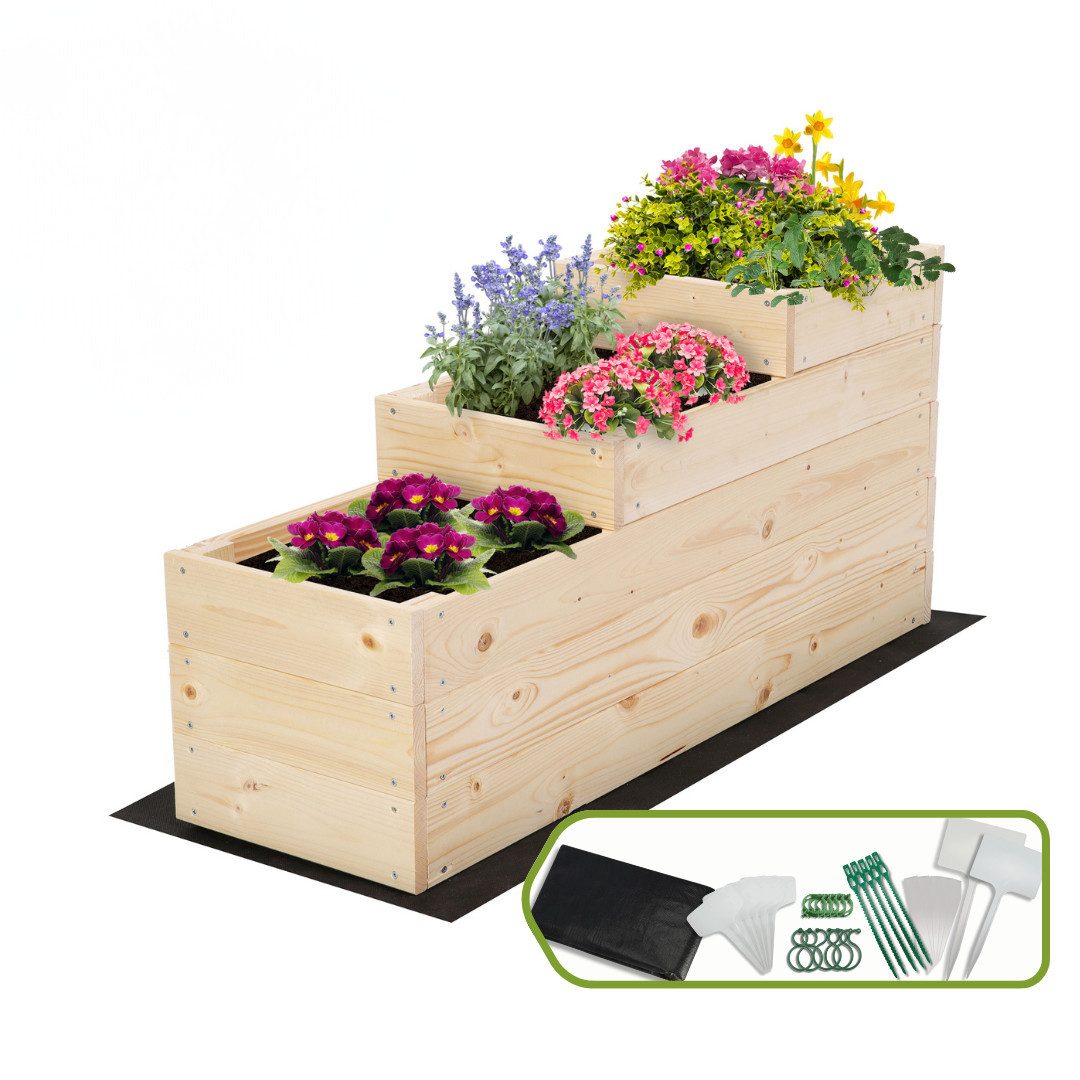 Modo24 Hochbeet ZP07 Kräuterbeet, Gartenbeet, Pflanzkasten, Blumenbeet, Gemüsegarten, für Garten und Terrasse, Kiefernholz Massivholz, Höhe 36 cm, 3 Farben