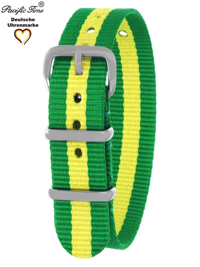 Time Textil Wechselarmband grün Uhrenarmband Nylon Gratis 16mm, gelb Pacific Versand