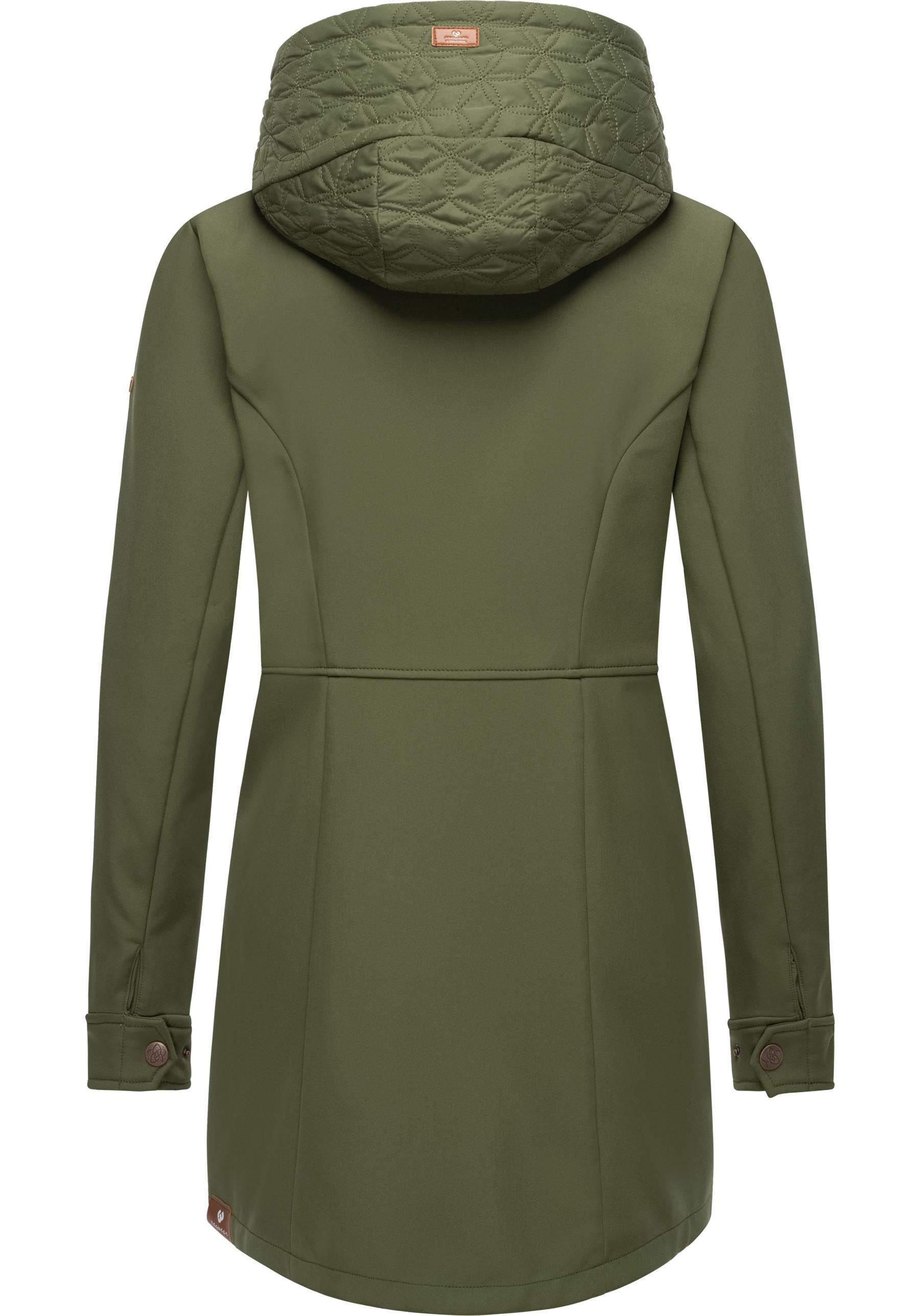 Ragwear Softshellmantel Ybela sportliche, gefütterte Outdoorjacke mit Kapuze