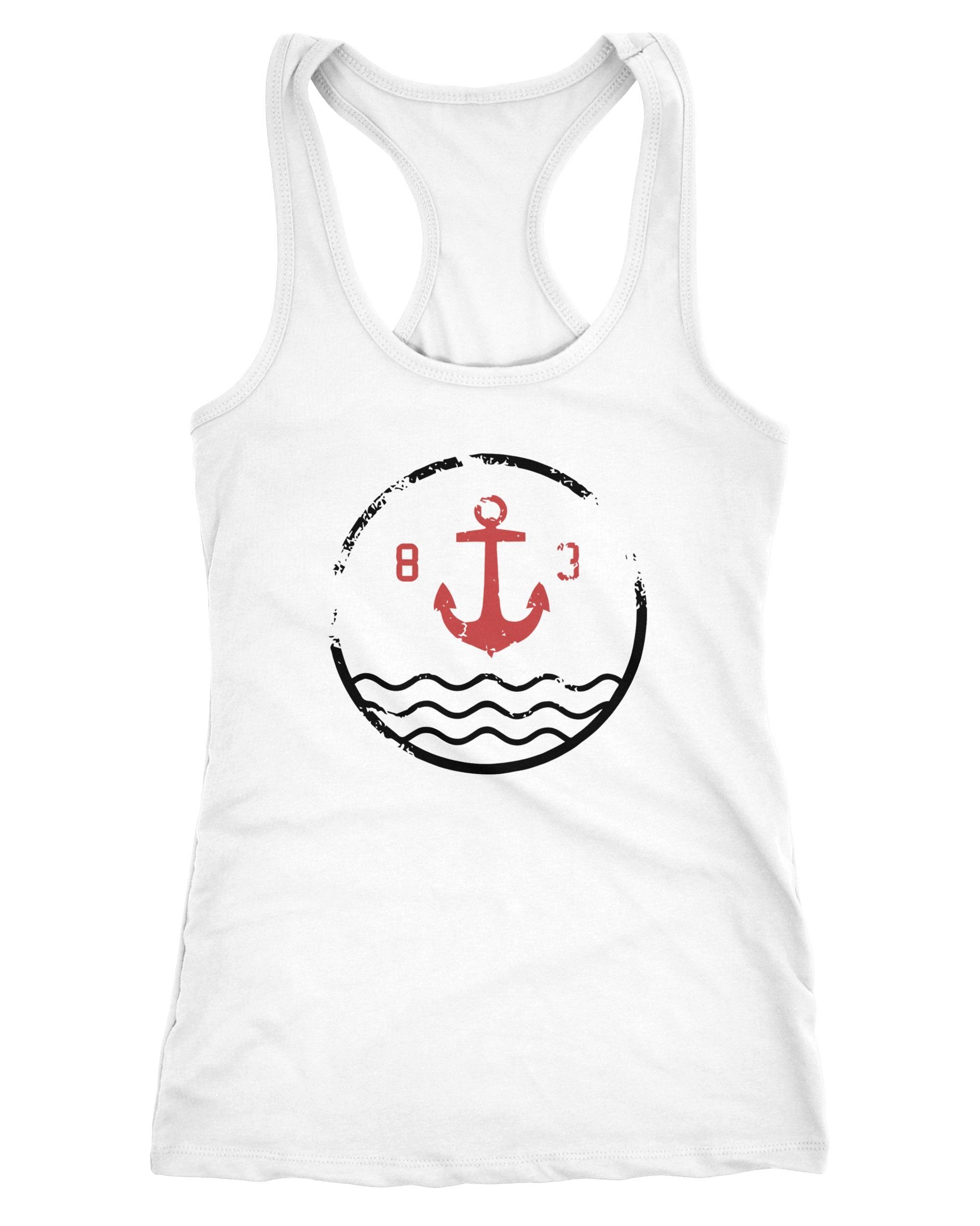 Tanktop Damen Tank Top Anker Vintage Wellen minimalistisch Racerback Tanktop