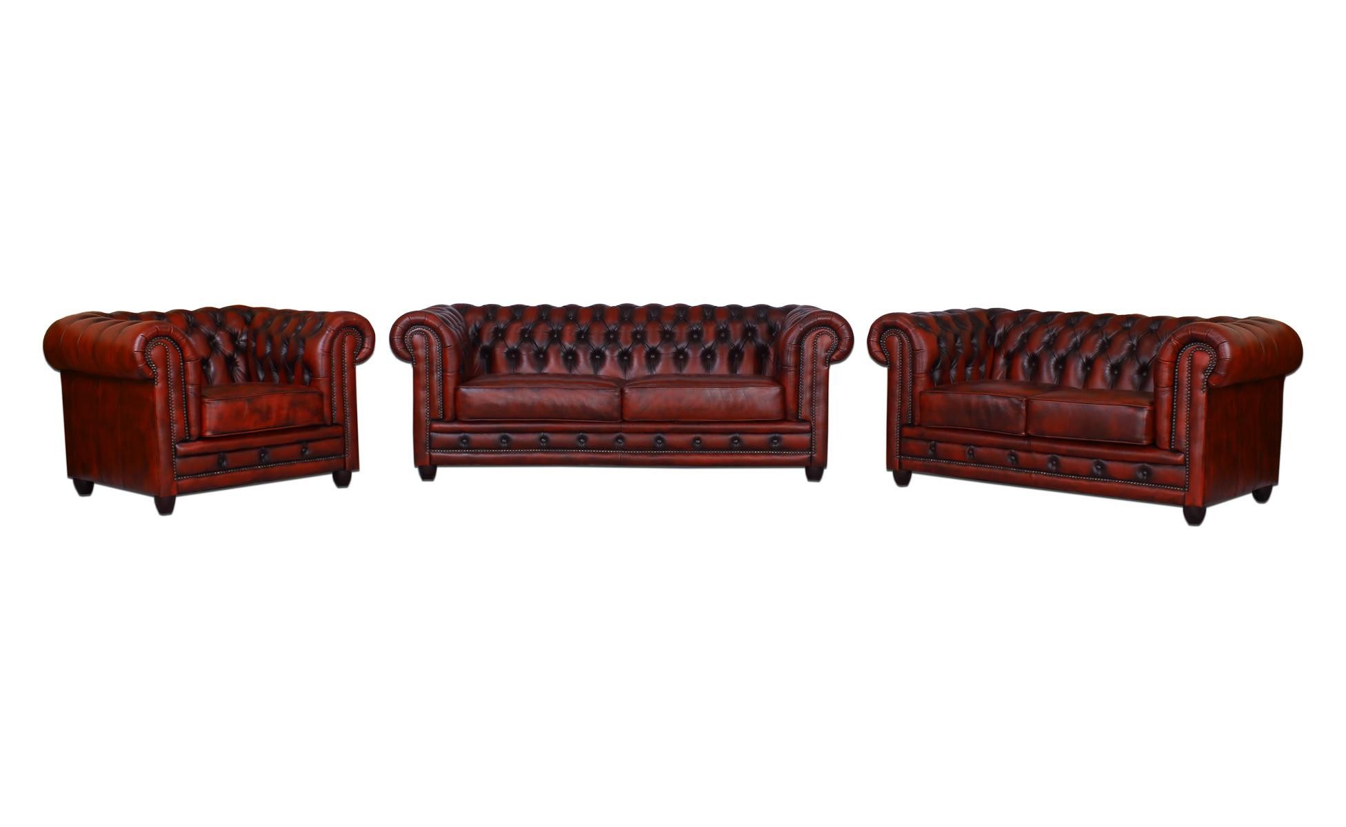 Salottini Polstergarnitur Luxus Chesterfield Arsenal Deluxe Sofagarnitur 3/2/1, (3-tlg)