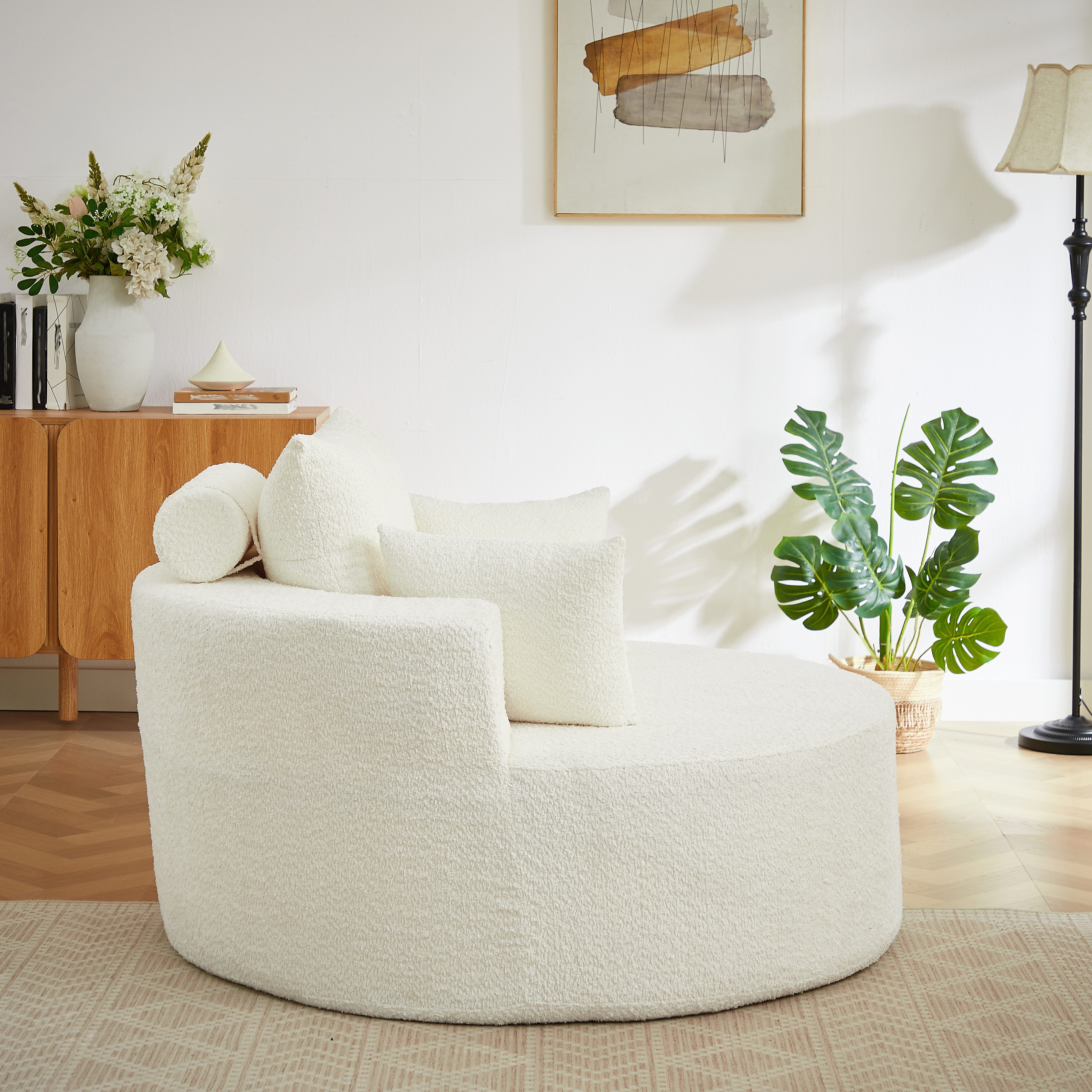 OKWISH Relaxsessel Moderner Schlafsessel mit flauschigem Design (Chenille-Schaumstoff-Einzelsessel, 1-St., 127*127*85), mit Relaxfunktion
