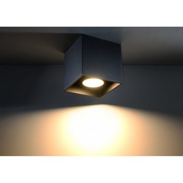 SOLLUX lighting Wandleuchte Deckenlampe Deckenleuchte QUAD 1 schwarz, 1x GU10, ca. 10x10x10 cm