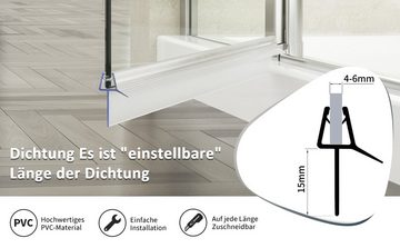 Boromal Duschdichtung 2 4 Stück Ersatzdichtung Wasserabweiser für 4/5/6mm Glas, L: 100 cm, (Schwallschutz, 2-St., für Glastür Duschtür Duschkabine), mit zwei Lippen