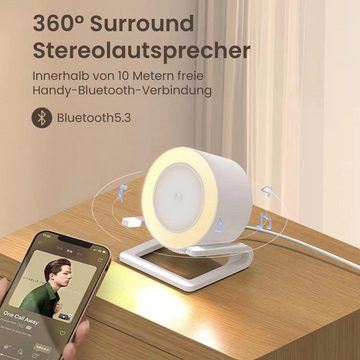 Powerwill Bluetooth Lautsprecher mit Nachtlicht Touch Dimmbar Wireless Charger Stereo Bluetooth-Lautsprecher (HiFi Klangqualität, induktive Ladestation, dimmbares LED-Nachtlicht, Nachttischlampe mit Gibt 5 Lichtmodi, Geschenke für Kinder, Frauen)