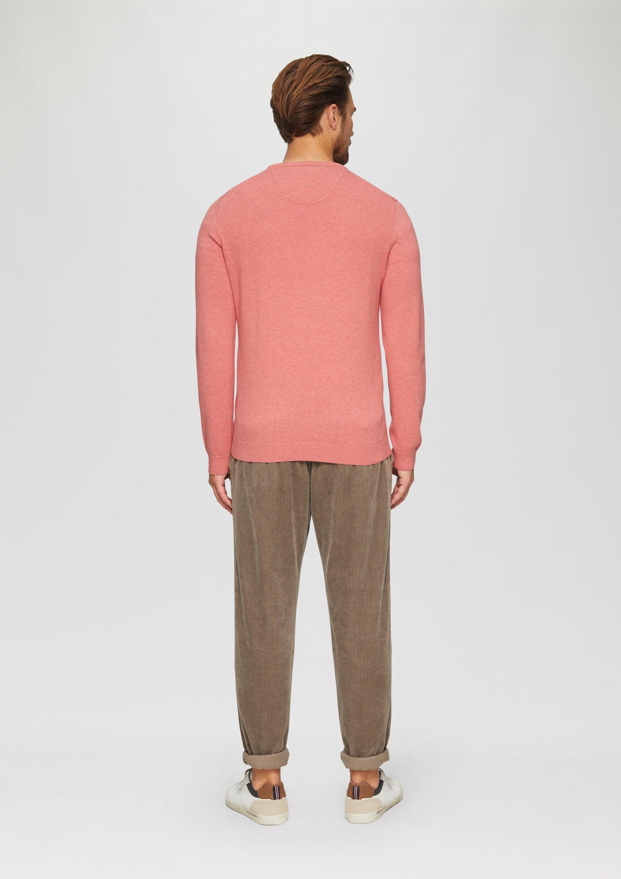 s.Oliver Longpullover Strickpullover Baumwollpullover mit Logo-Stickerei