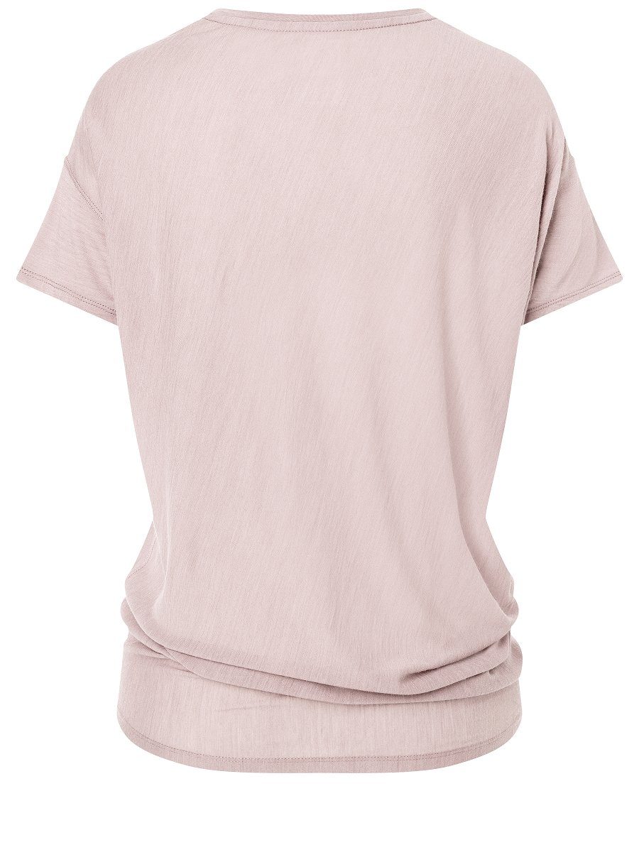 SUPER.NATURAL W TEE Mauve Chalk Merino-Materialmix T-Shirt YOGA LOOSE bequemer Merino T-Shirt