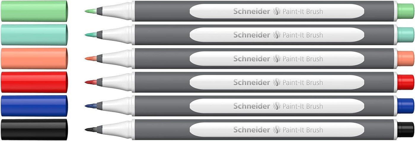 Thumbnail - SCHNEIDER NOVUS Fineliner Schneider Brushpen 070, Brush Pen Premium Pinselstifte flexible Spitze leuchtende Farben Sets