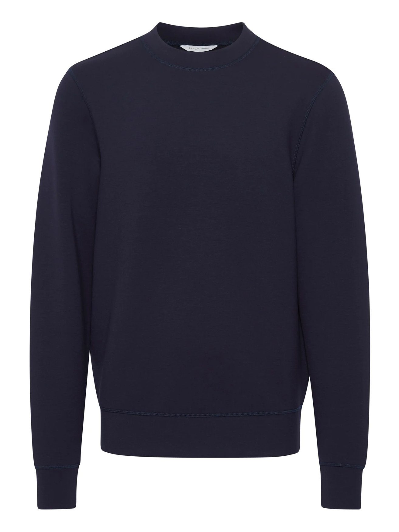 Casual Friday Sweatshirt Basic Langarm Rundhals Pullover CFSebastian 5917 in Dunkelblau