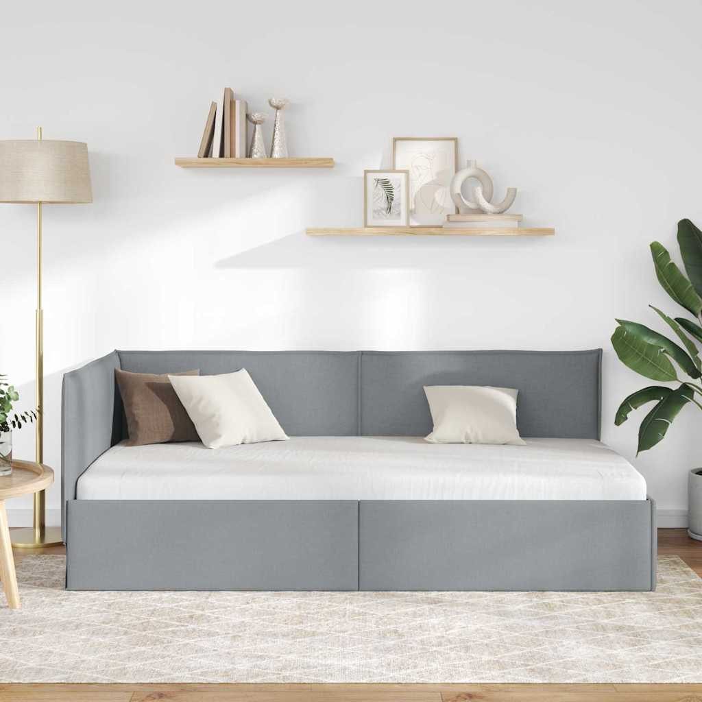 vidaXL Bett Eckbettgestell mit Kopfteil Hellgrau 80 x 200 cm Samt (1-tlg) günstig online kaufen