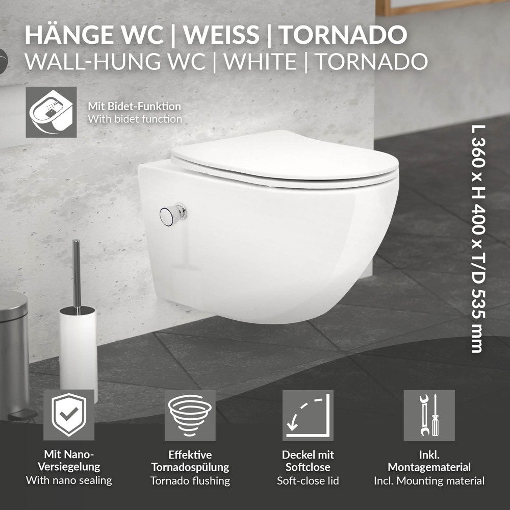 LuxeBath Tiefspül-WC Spülrandloses Wand Hänge WC günstig online kaufen