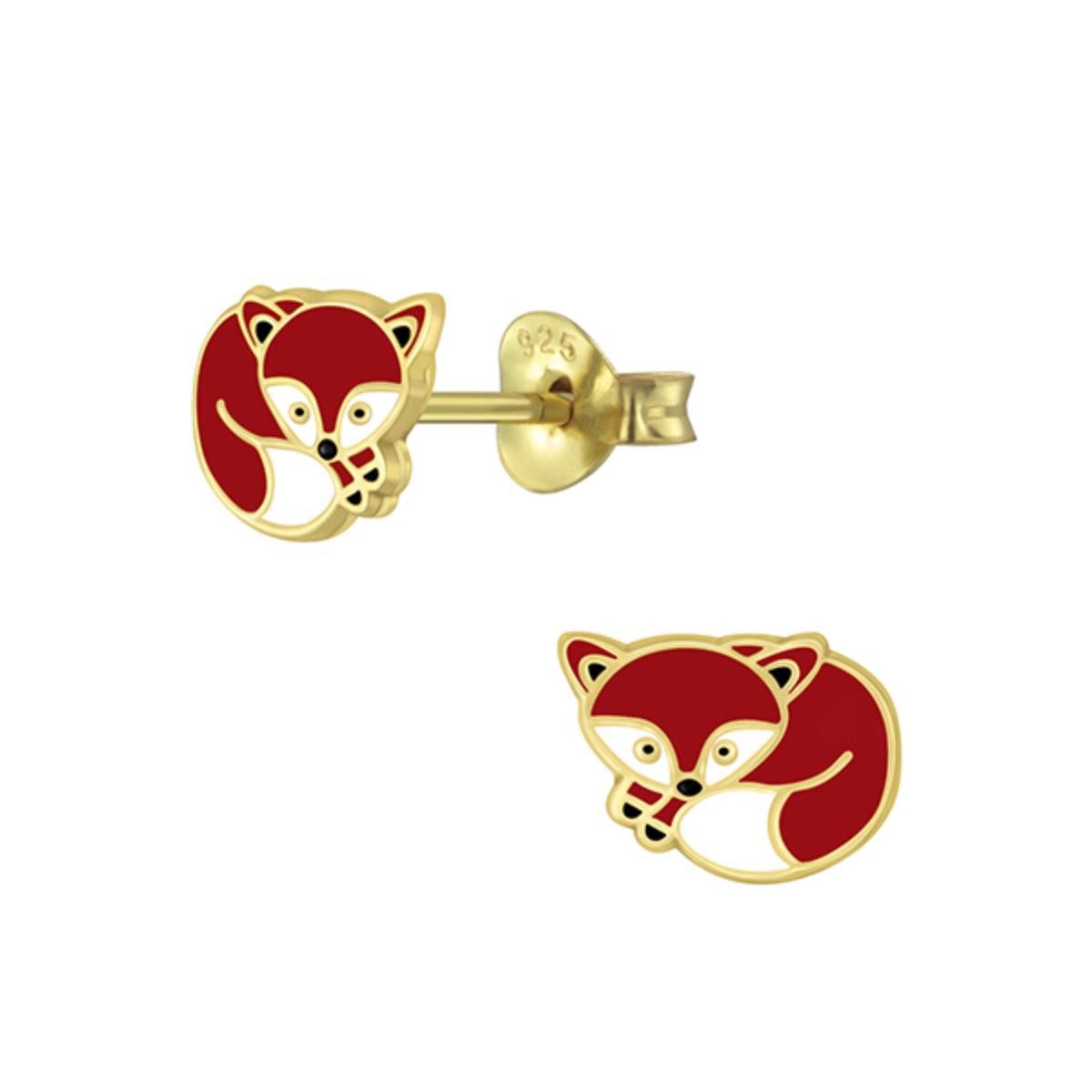Valentinstagsgeschenk Order & Smile Schmuck Paar Ohrstecker Kinderohrstecker: Mädchen Ohrringe Silber „Fuchs“, goldfarben, Gold, Gold