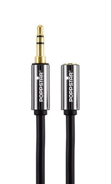 Poppstar Audio Kabel Klinke 3,5mm Klinkenkabel Stecker auf Buchse Audio-Kabel, 3,5-mm-Klinke, 3,5-mm-Klinke (100 cm), Verlängerungskabel für Kopfhörer Smartphone MP3-Player Kfz Autoradio