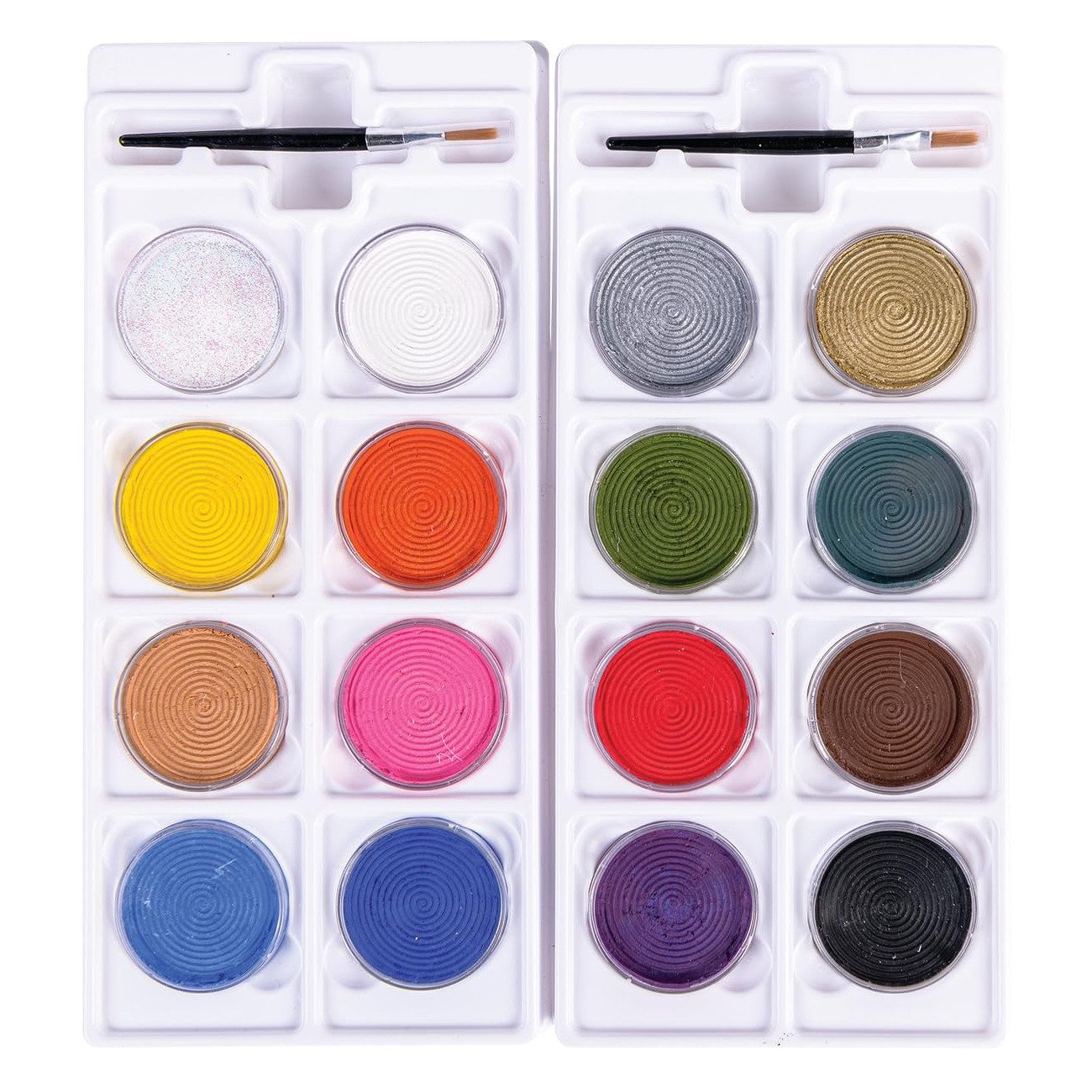 jofrika Schmink-Set Aqua Color Palette, 15 wasserlöslichen Farben & 1 x Glitzerpuder, 16-tlg., inkl. 2 Pinsel 16-teiliges Set – Bild 2 von 2