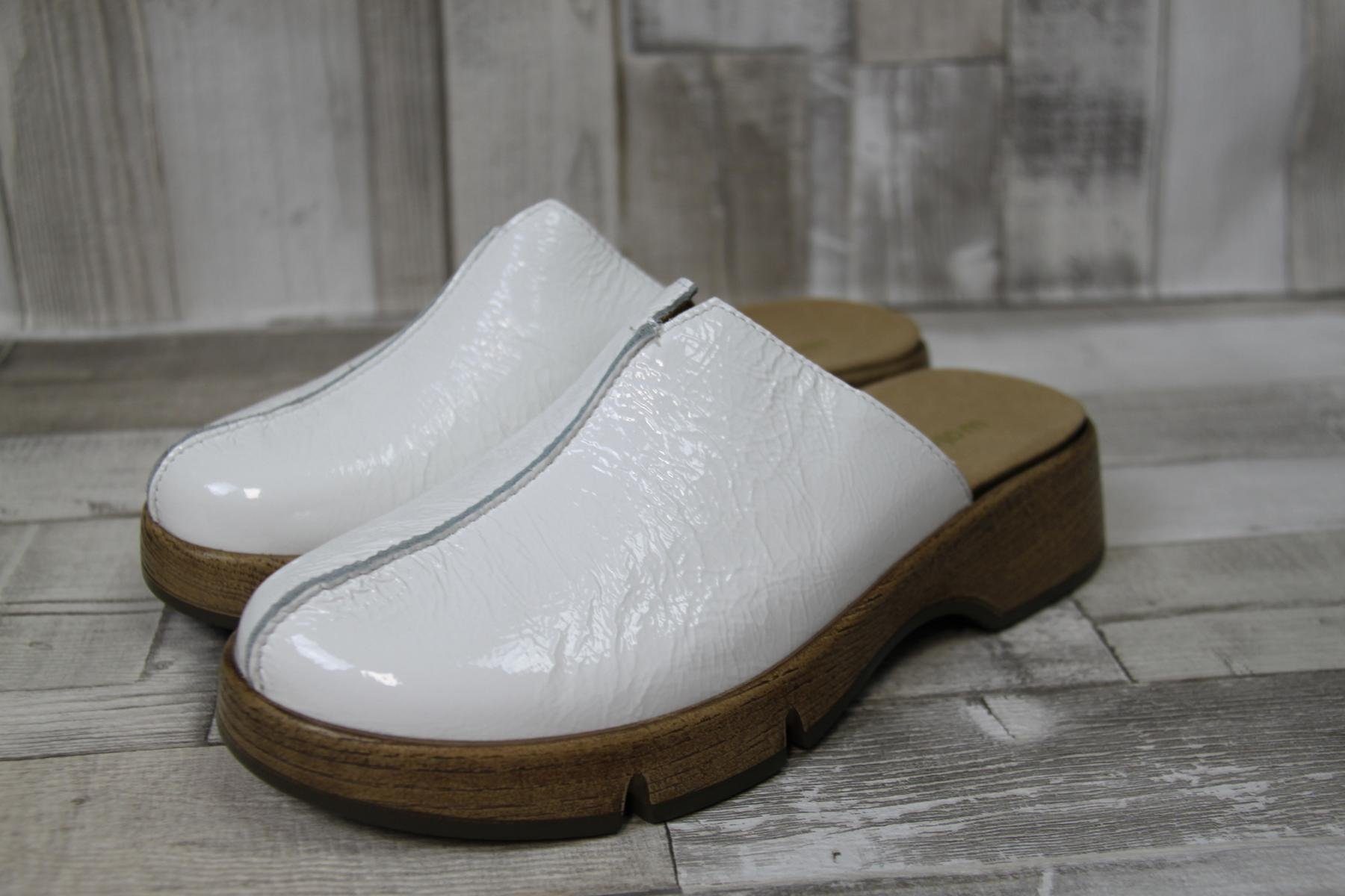 Waldläufer Waldläufer Damen Clog H-Akira weiß-lack, herausnehmbare Innensohle 40 Pantolette