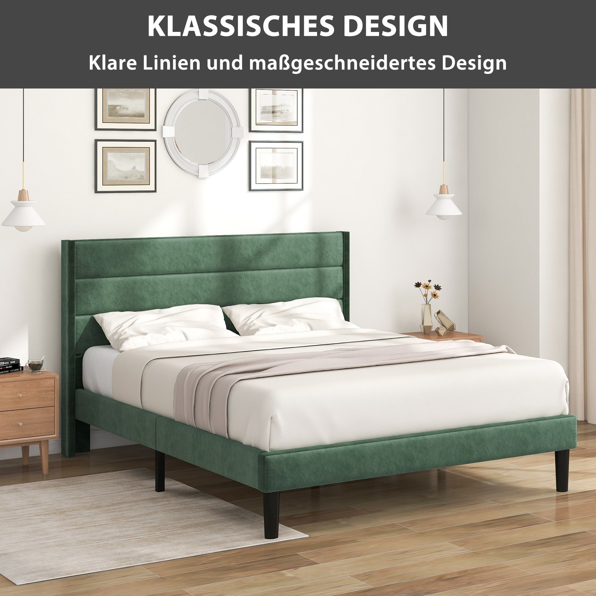 Flieks Polsterbett, gepolstertes Doppelbett Textilbezug Samt, günstig online kaufen