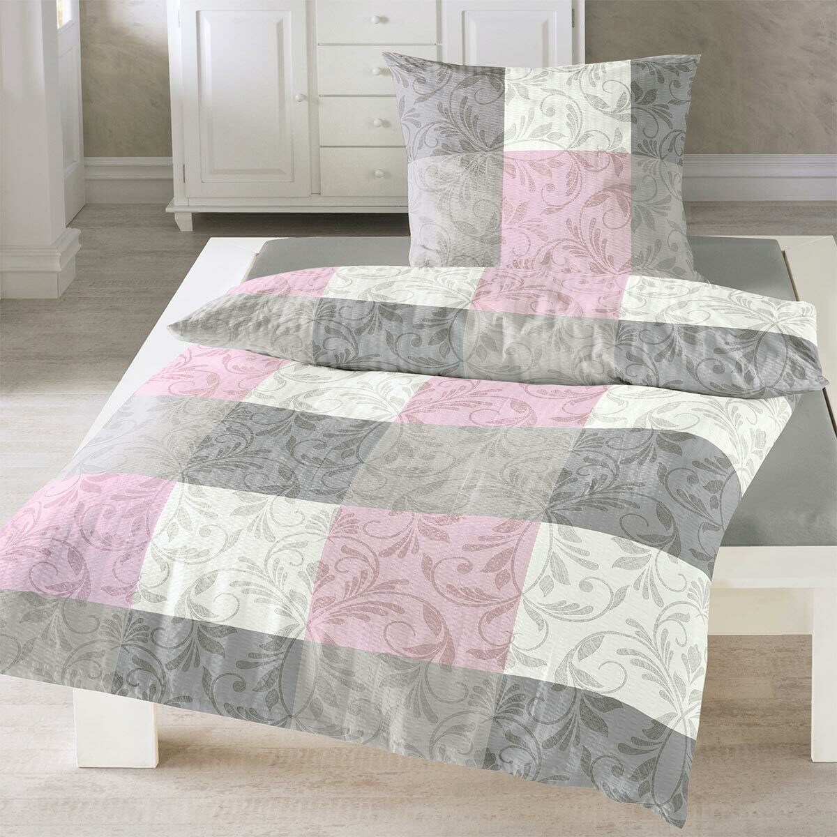 TRAUMSCHLAF Bettwäsche Fleur rose, Seersucker, 2 teilig, bügelfreie Seersuc günstig online kaufen