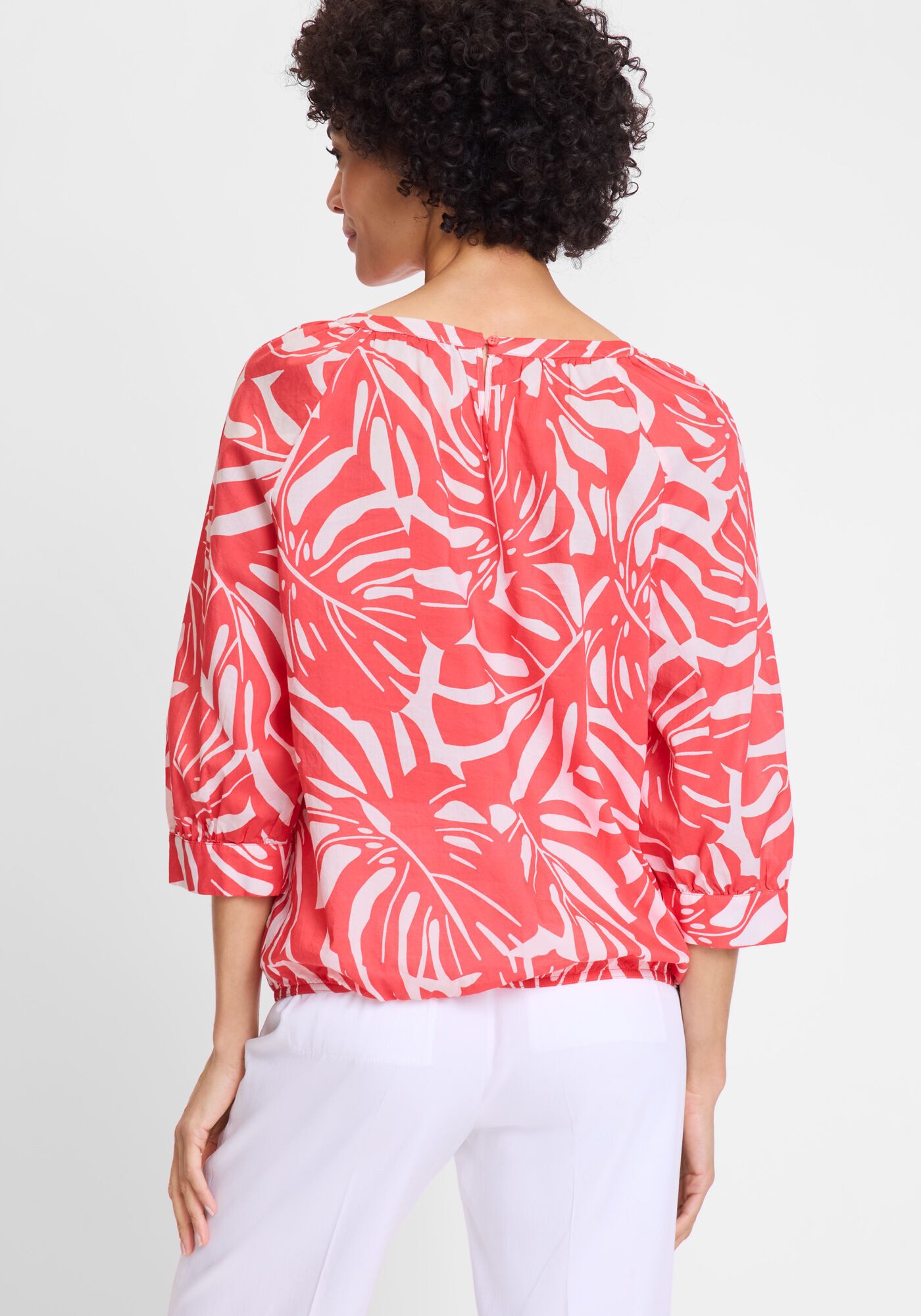 Olsen Schluppenbluse (1-tlg) mit Allover-Blätterprint günstig online kaufen