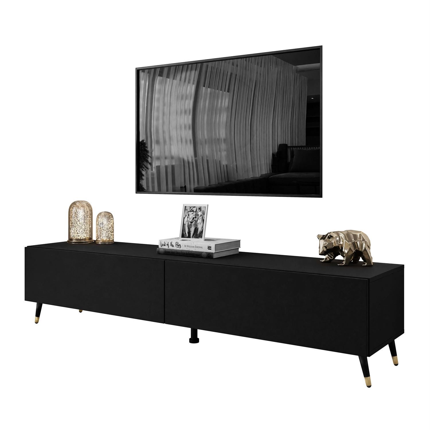 Lookway Lowboard TV-Schrank COLETTE III 175 cm mit schwarz-goldenen Beinen (1x TV-Shrank), Breite: 175 cm