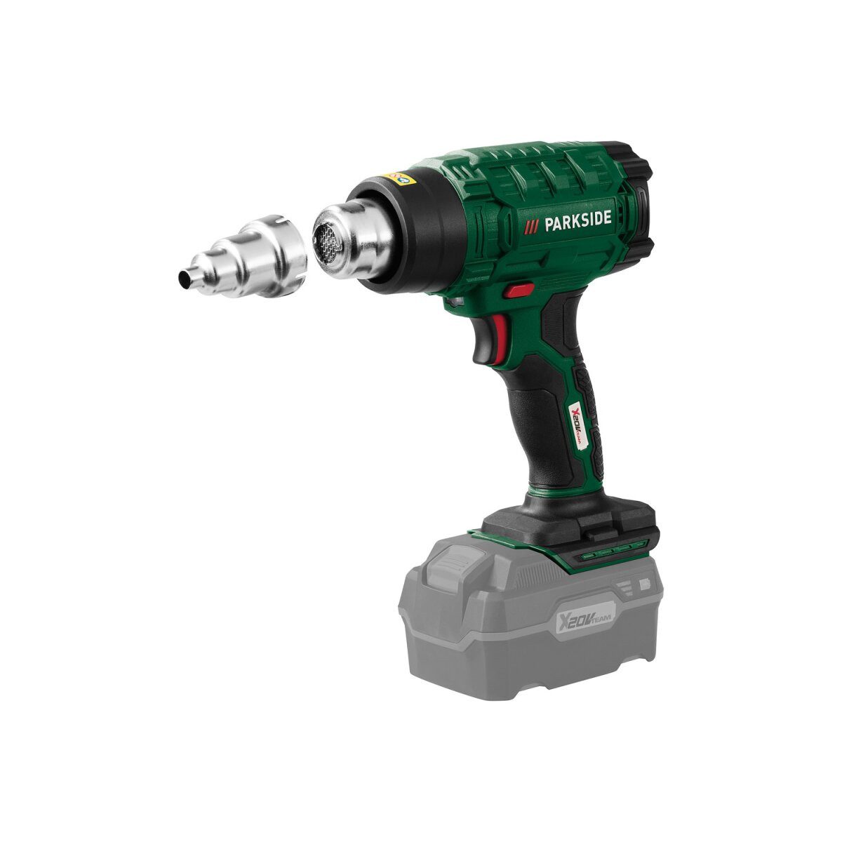 Parkside Akku-Heißluftgebläse Parkside Heißluftgerät PHLGA 20-Li C2 ohne Akku ohne Ladegerät, 330 in W, bis max. 550 °C, (inkl. Zubehör ohne Akku, ohne Ladegerät, Set), Universalgerät zum Ablösen, Verformen oder Erwärmen