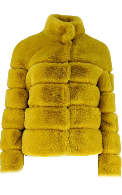 Antonio Cavosi Winterjacke hochwertige Web-Pellz Jacke in gelb Winterjacke