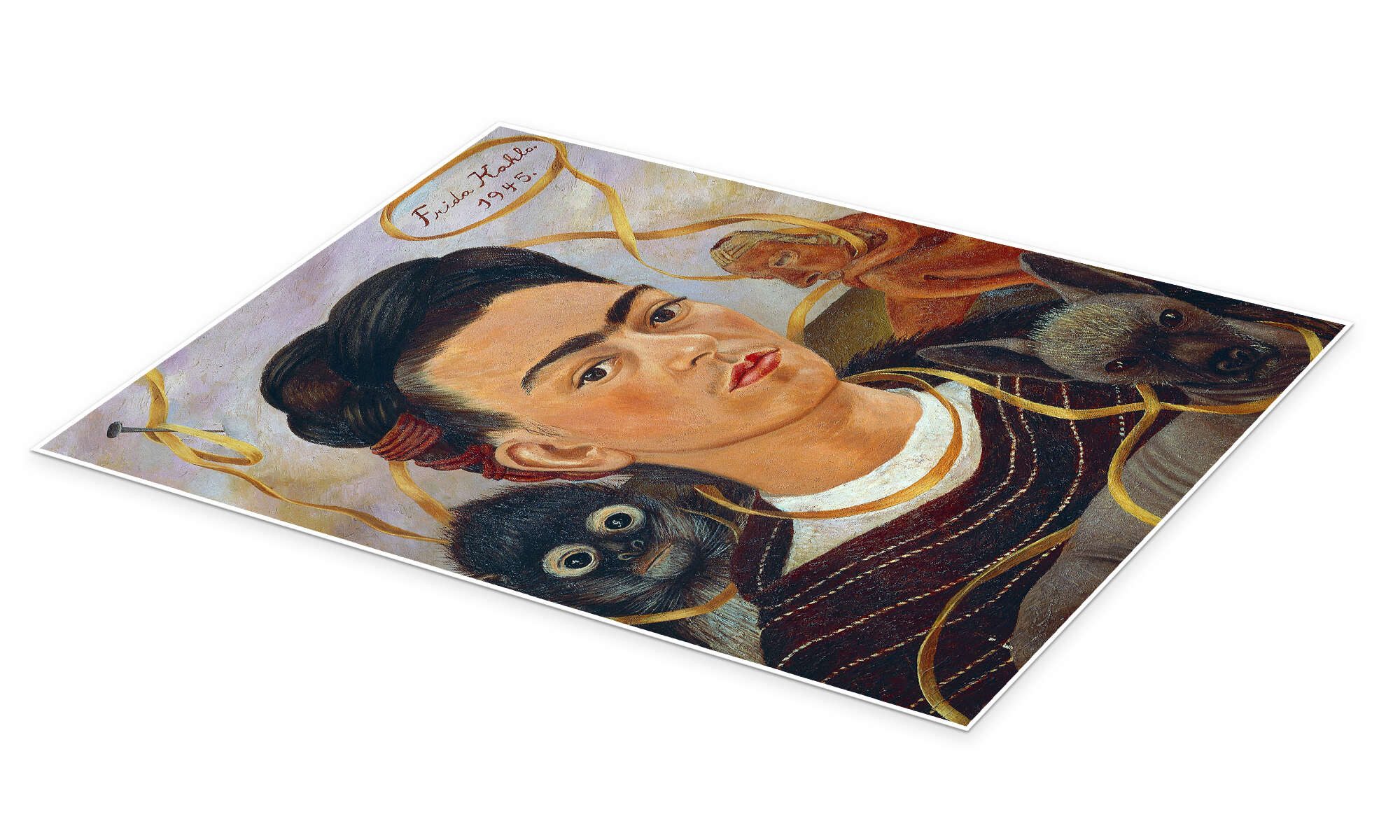 Posterlounge Wandbild Selbstbildnis mit Äffchen, 1945 II, Frida Kahlo, erhältlich als Poster, Leinwandbild, Wandsticker oder Acrylglasbild