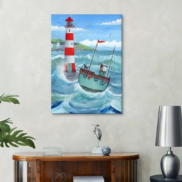 Posterlounge Leinwandbild Peter Adderley, Leuchtturm, Badezimmer Maritim Illustration