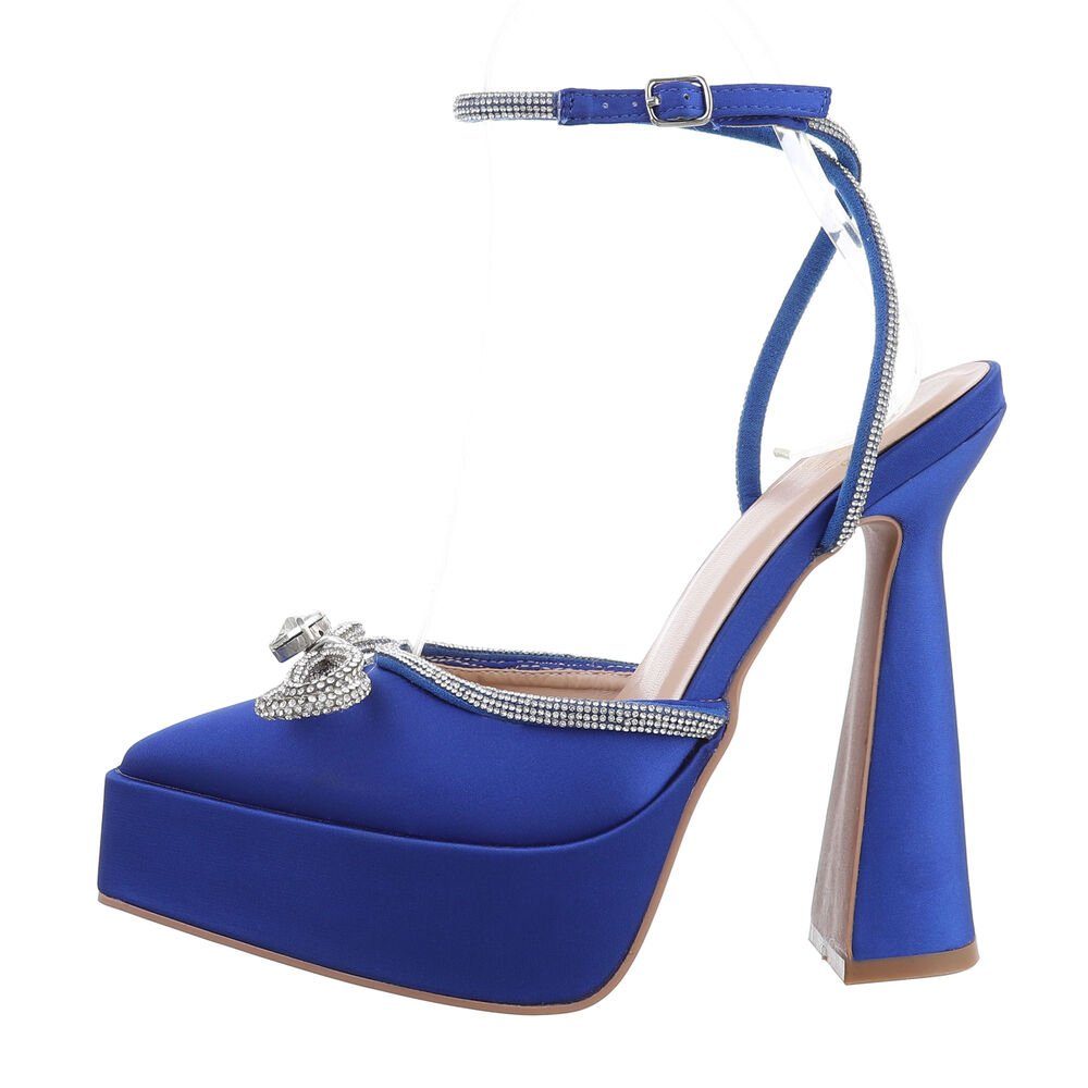 Ital-Design Damen Abendschuhe Party & Clubwear Plateaupumps Blockabsatz High Heel Pumps in Blau