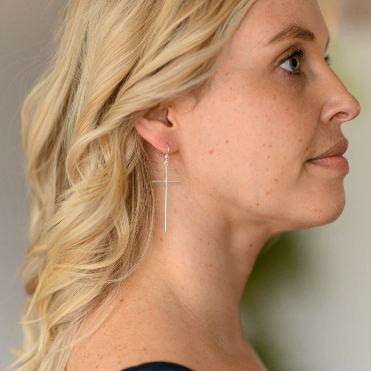 Materia Paar Ohrhänger Damen Silber Kreuz lang SO-265, 925 Sterling Silber, günstig online kaufen