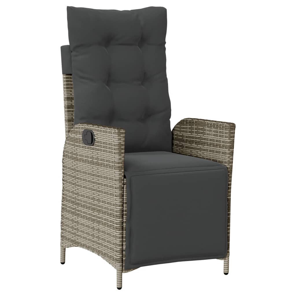 vidaXL Garten-Essgruppe 5-tlg. Garten-Essgruppe mit Kissen Grau Poly Rattan, (4-tlg)