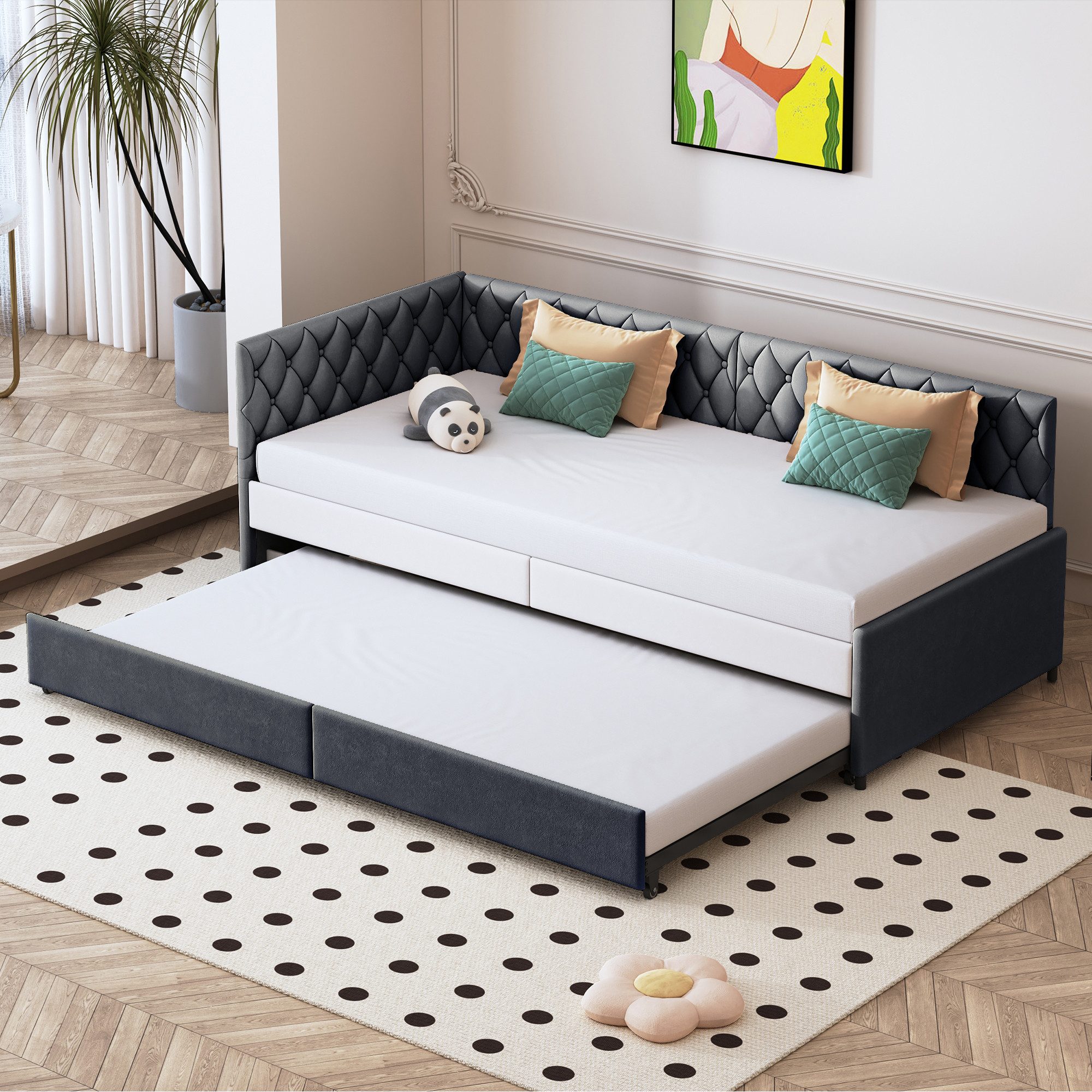 PXloue Schlafsofa Polsterbett Jugendbett, Multifunktionales L-förmiges günstig online kaufen