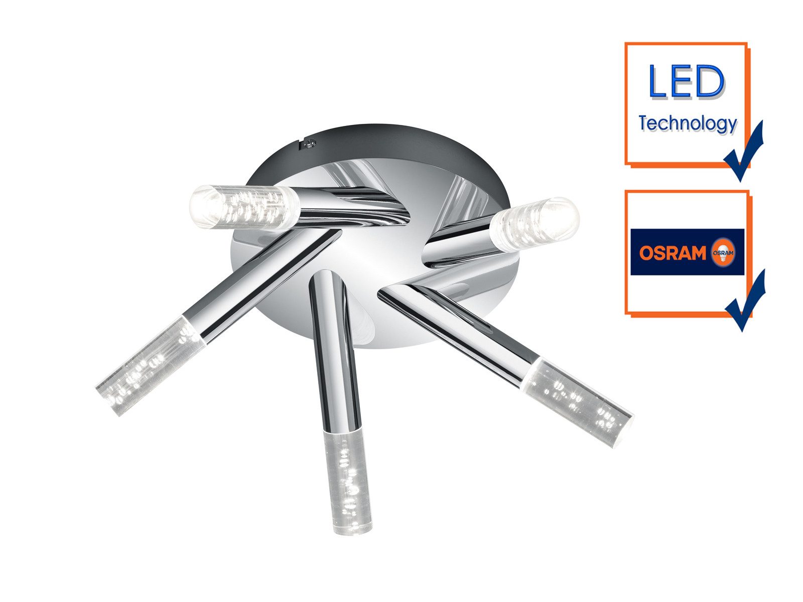 TRIO Leuchten LED Deckenleuchte, LED fest integriert, Warmweiß, Mehrflammige Bad-Lampe Decke aus Metall, Bubble Optik, Gäste WC Ø 41cm