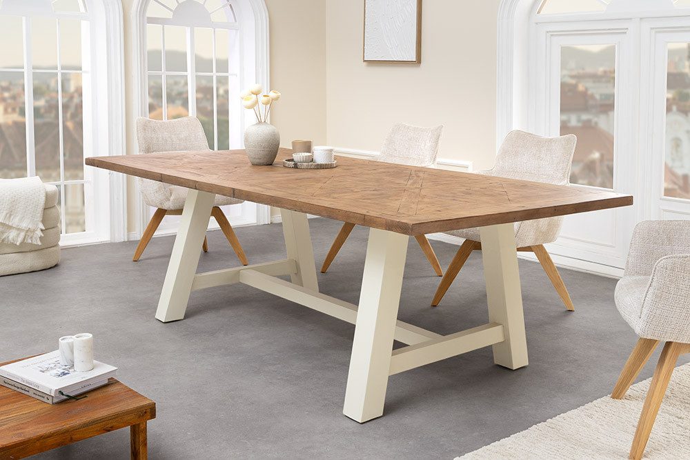 riess-ambiente Esstisch HAMPTONS 200cm hellbraun/creme - Pinienholz, 8 Sitzplätze, rechteckig (Einzelartikel, 1-St), Massivholz-Esstisch - ideal für Landhaus-Kü – Bild 2 von 5