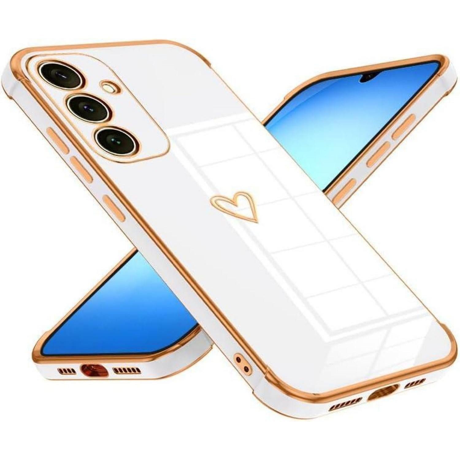 LuxusKollektion Handyhülle Hülle für Samsung A17 4G/5G, Herz, Galvanik, Weiß