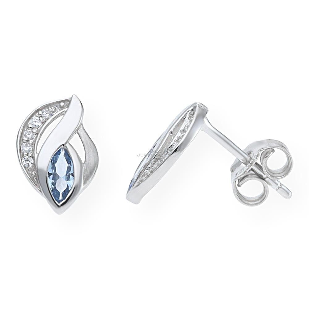 JuwelmaLux Paar Ohrstecker JuwelmaLux Ohrstecker 925/000 Sterling Silber mit synth. Aquamarin JL2 (kein Set, 2-tlg., inkl. edelm Schmucketui)